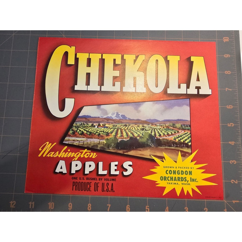Vintage Chekola Washington Apples Produce USA Poster Congdon Orchards Yakima